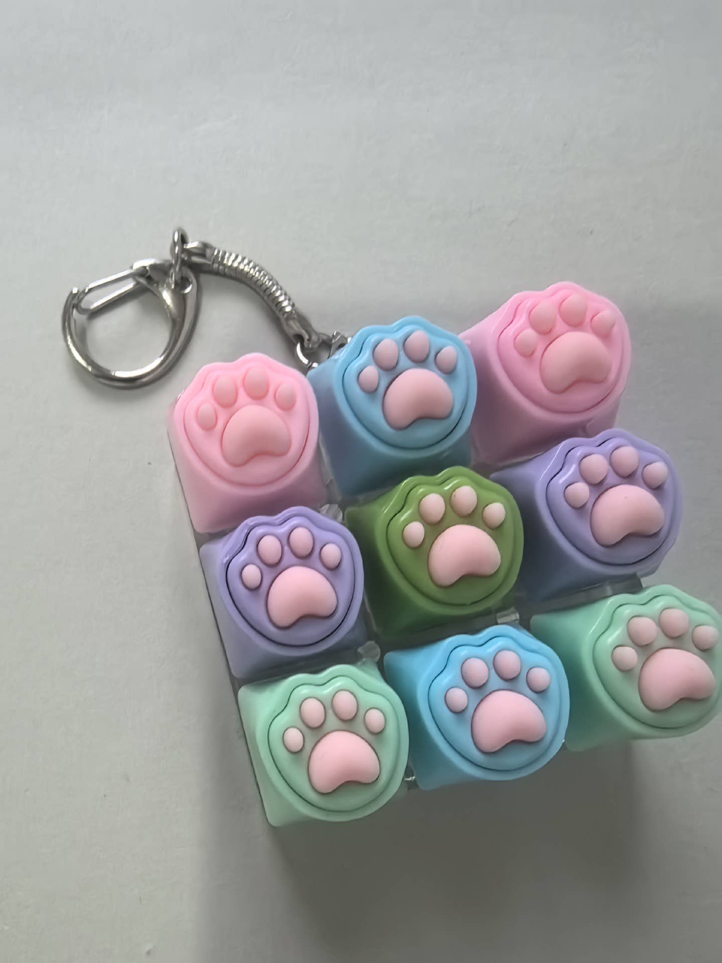 9-Grid Cat Paw Keyboard Fidget toy Stress-Relief Keychain: 2