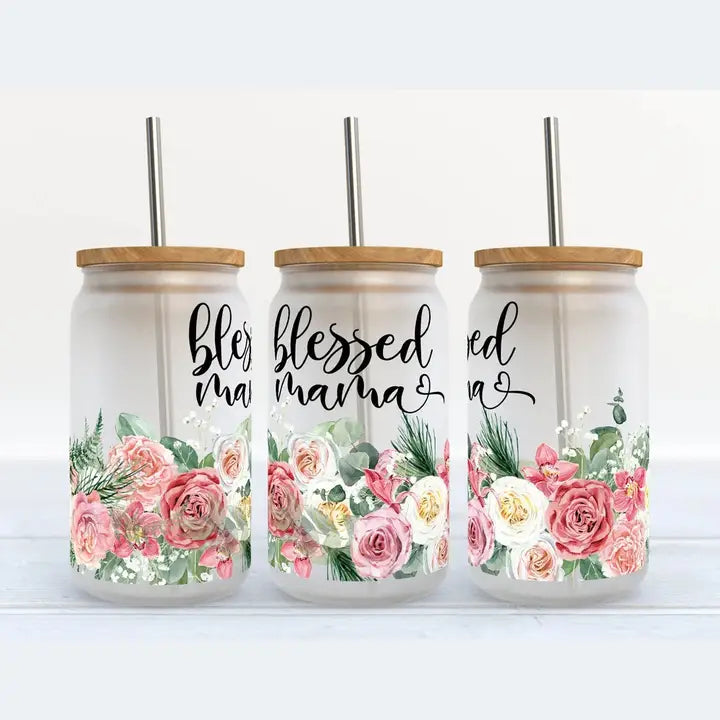 Blessed Mama-Glass Tumbler