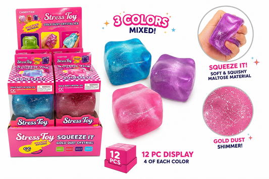 Gold Dust Crystal Ice Stress Toy Cube MSND19