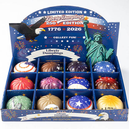 America 250 USA 250 Squishy Dumpling Fidget Toy box-12unit: Random pattern-May differ from the combination shown in the image.