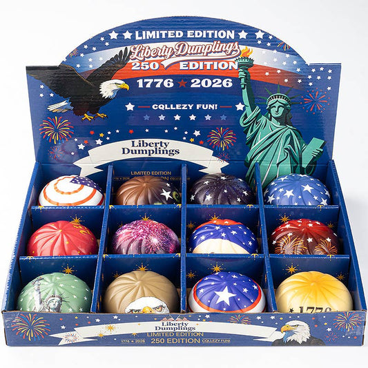 America 250 USA 250 Squishy Dumpling Fidget Toy box-12unit: Random pattern-May differ from the combination shown in the image.