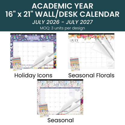 2026-27 Academic Desk & Wall Calendar - 21" x 16": Seasonal