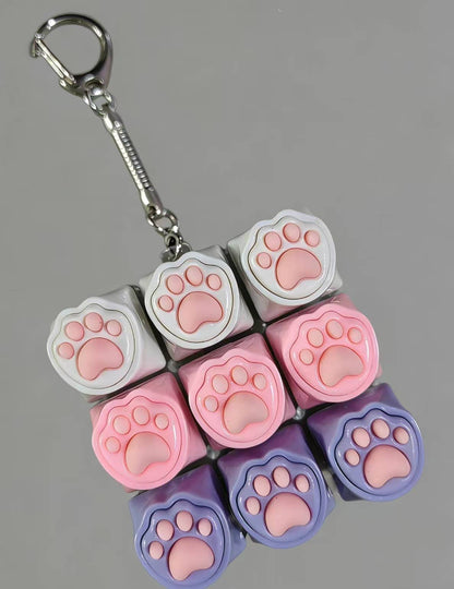 9-Grid Cat Paw Keyboard Fidget toy Stress-Relief Keychain: 2