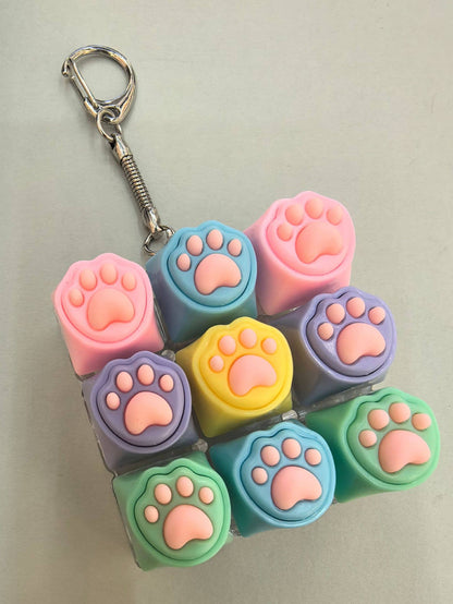9-Grid Cat Paw Keyboard Fidget toy Stress-Relief Keychain: 2