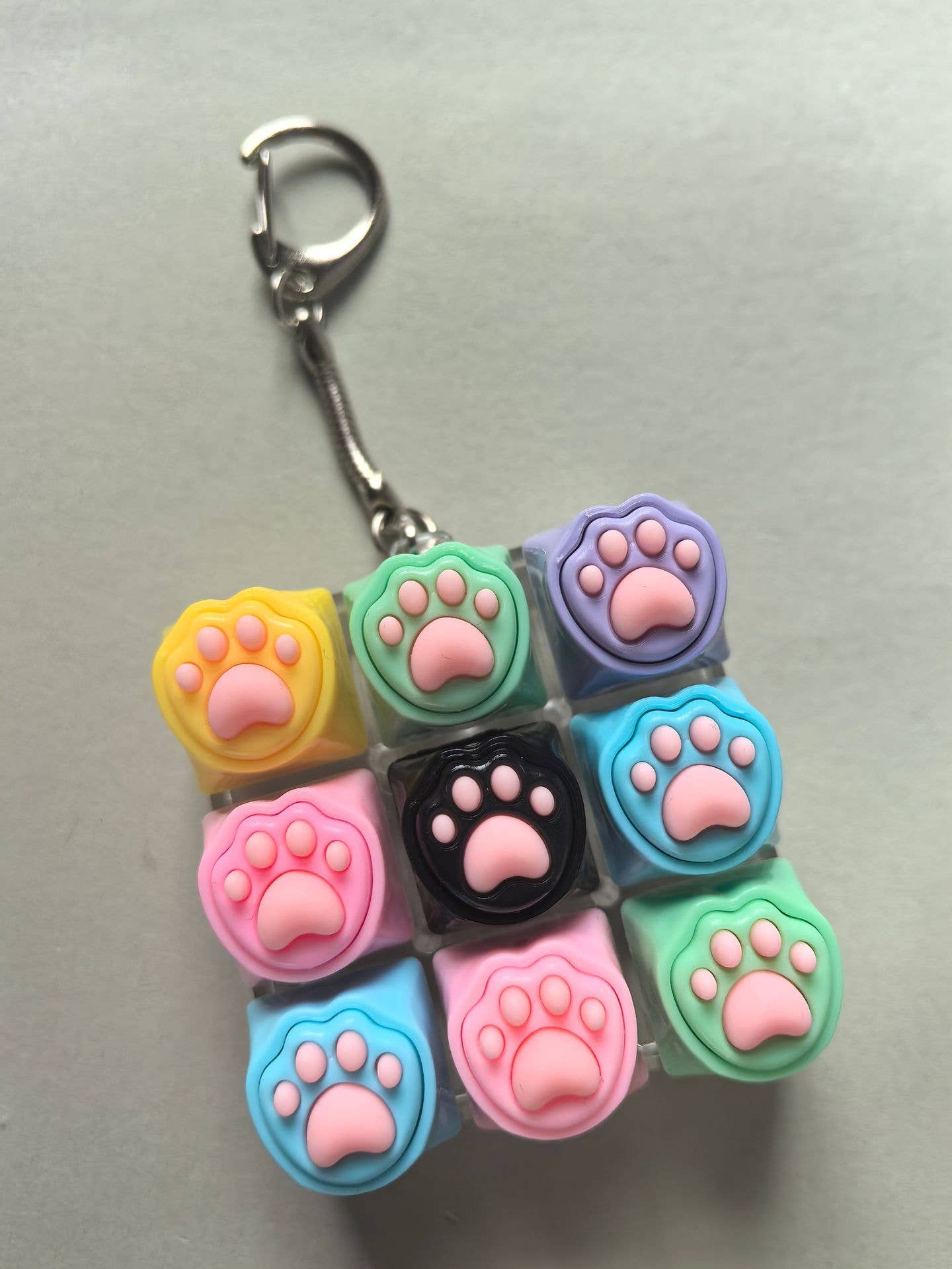 9-Grid Cat Paw Keyboard Fidget toy Stress-Relief Keychain: 2
