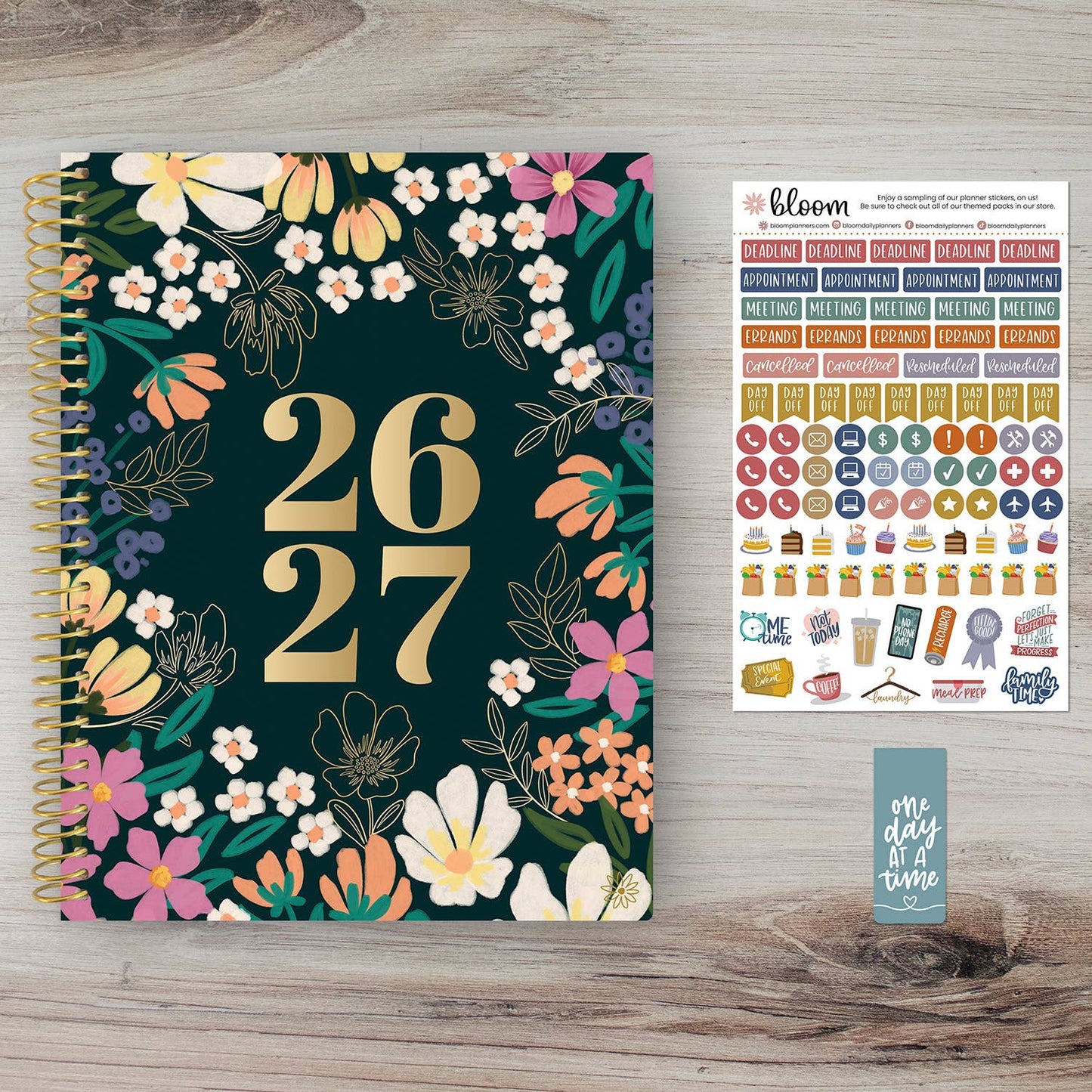 2026-27 Soft Cover Academic Planner, 8.5x11 Size: Blue & White Floral