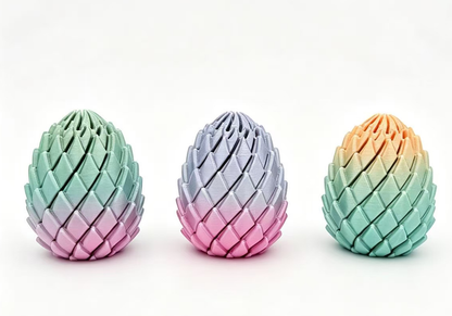 3D Printed Dragon Egg Twisty Fidget Toy Stress-Relief Toy: Aurora Red & Blue
