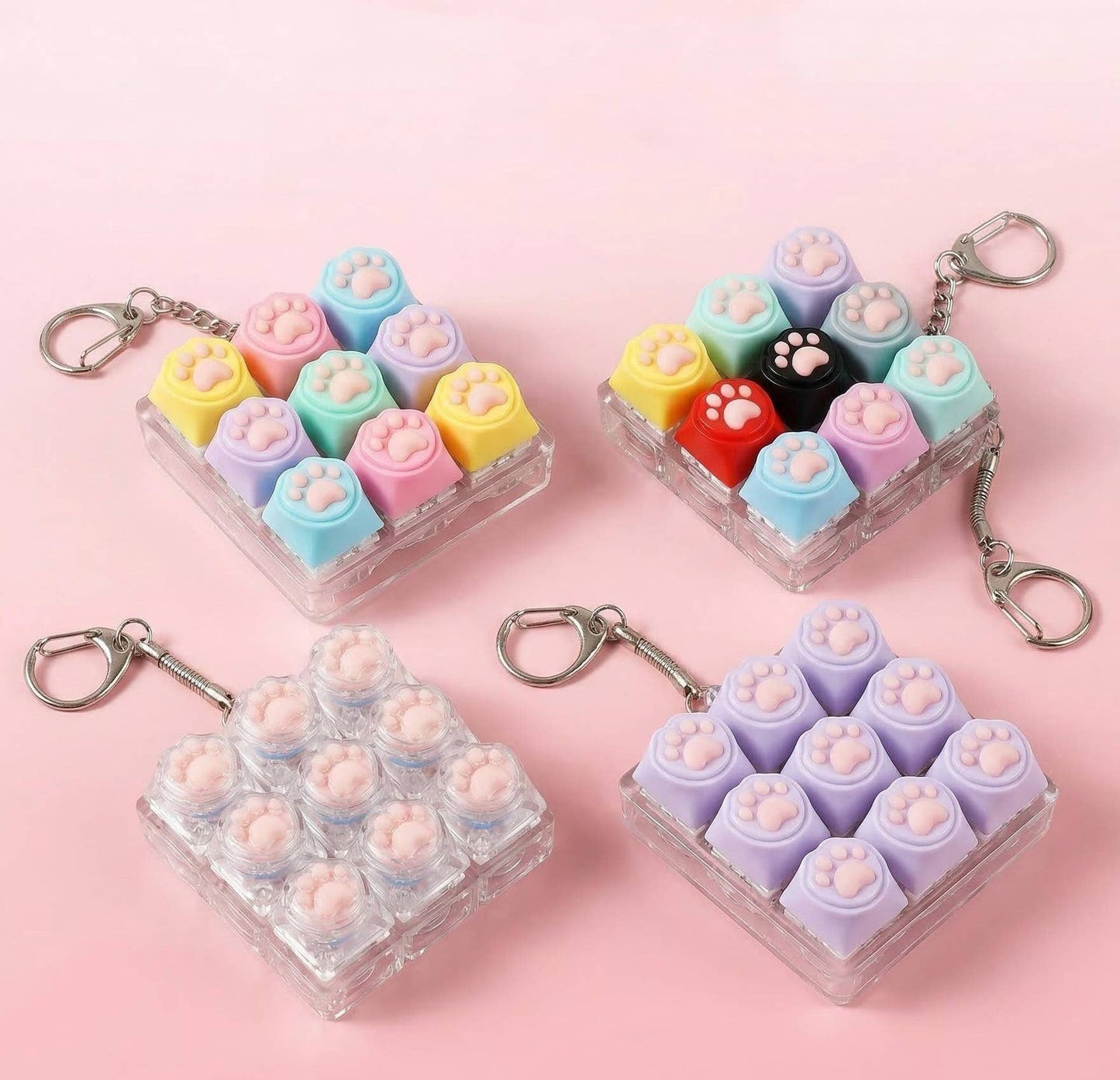9-Grid Cat Paw Keyboard Fidget toy Stress-Relief Keychain: 2
