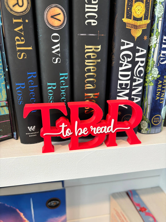 To Be Read (TBR) Standing Shelf Sign: Red