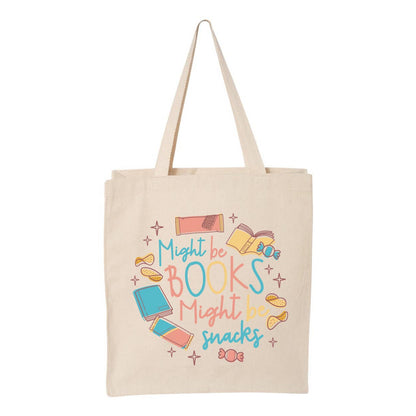 Might Be Books. Might Be Snacks Tote Bag: Natural