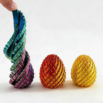 3D Printed Dragon Egg Twisty Fidget Toy Stress-Relief Toy: Aurora Red & Blue