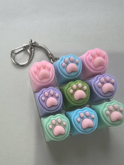 9-Grid Cat Paw Keyboard Fidget toy Stress-Relief Keychain: 2