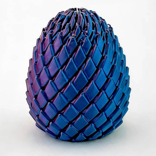 3D Printed Dragon Egg Twisty Fidget Toy Stress-Relief Toy: Aurora Red & Blue