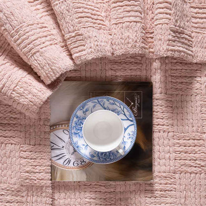 Kathy Ireland Oversized Chenille Fringed Basket Throw: Vintage / Chenile / 50” X 70”