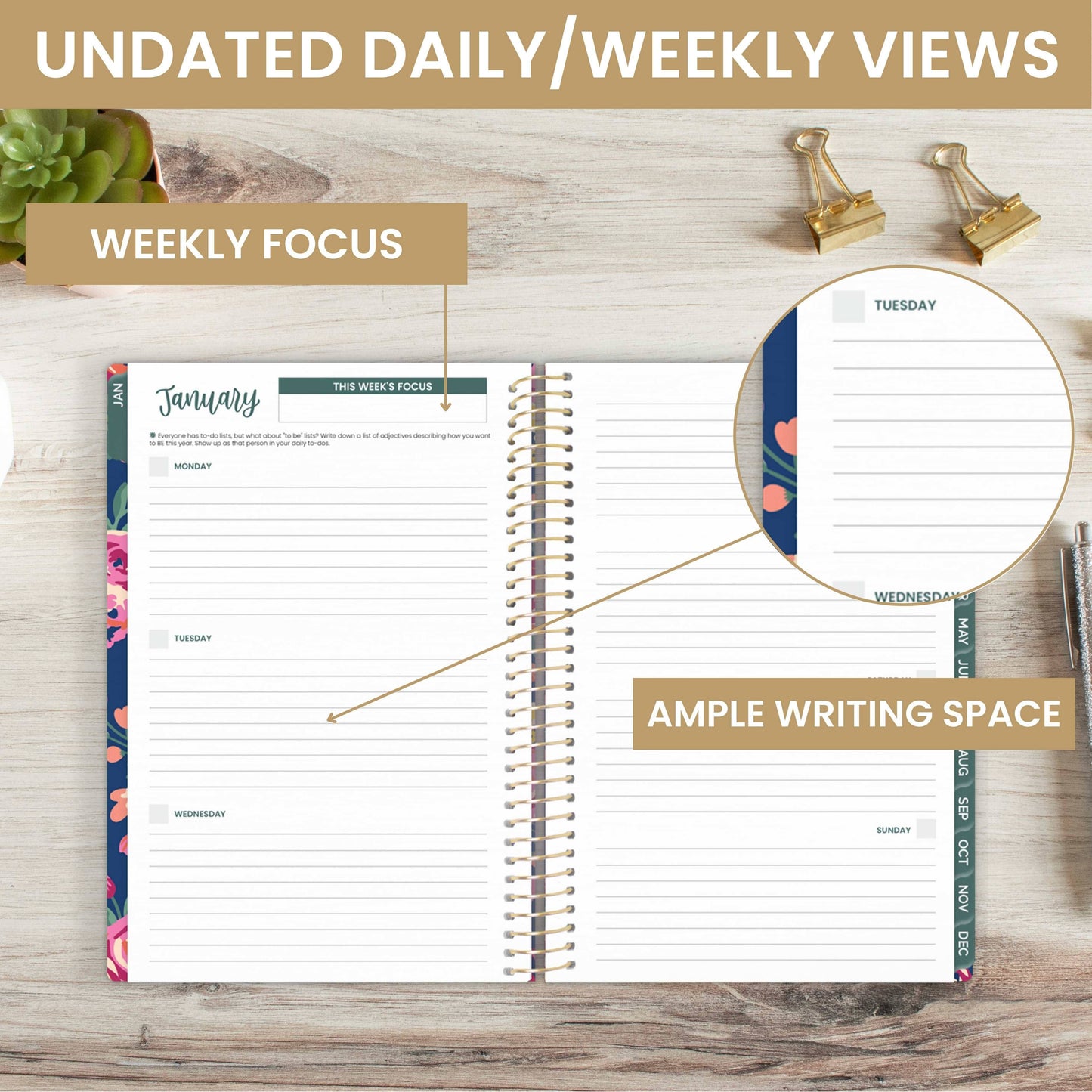 Undated Planner - 5" x 8" size: Be Kind