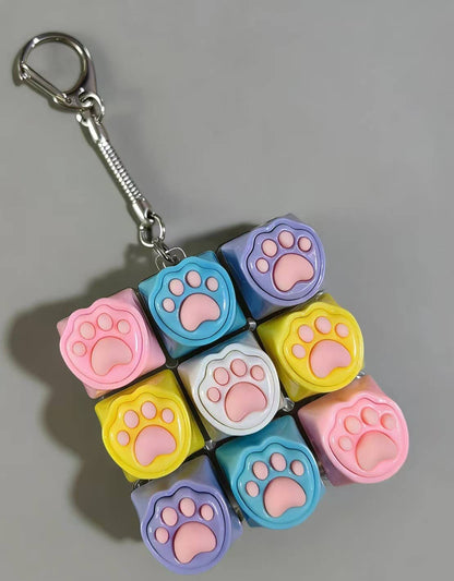 9-Grid Cat Paw Keyboard Fidget toy Stress-Relief Keychain: 2