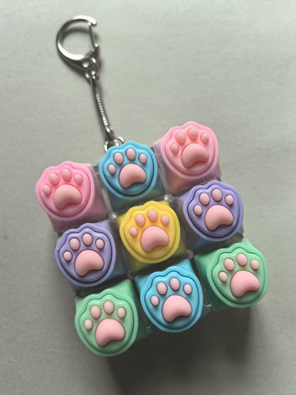 9-Grid Cat Paw Keyboard Fidget toy Stress-Relief Keychain: 2