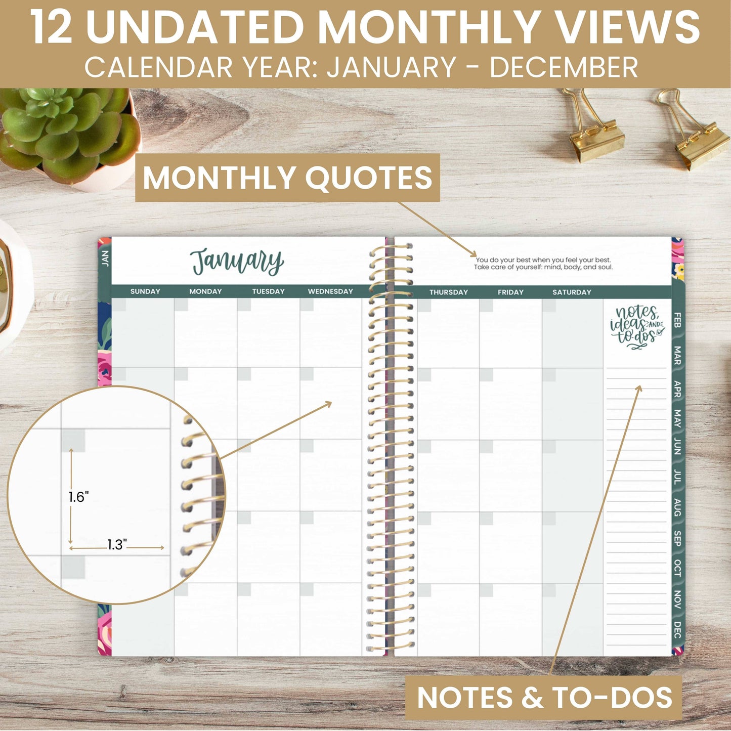 Undated Planner - 5" x 8" size: Be Kind