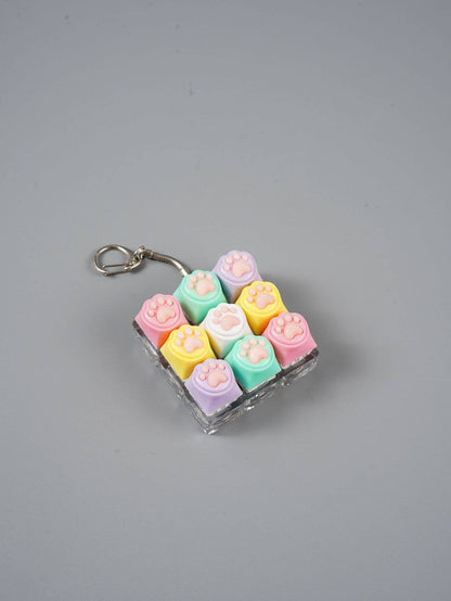 9-Grid Cat Paw Keyboard Fidget toy Stress-Relief Keychain: 2