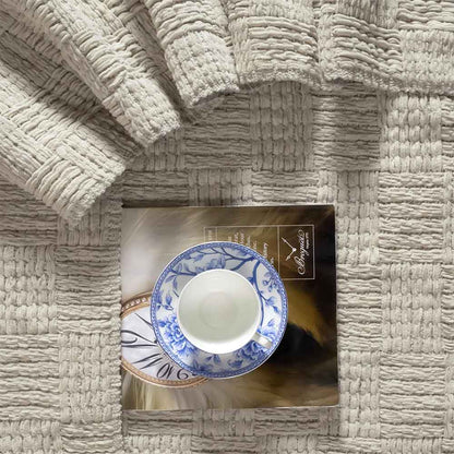 Kathy Ireland Oversized Chenille Fringed Basket Throw: Ivory / Chenile / 50” X 70”