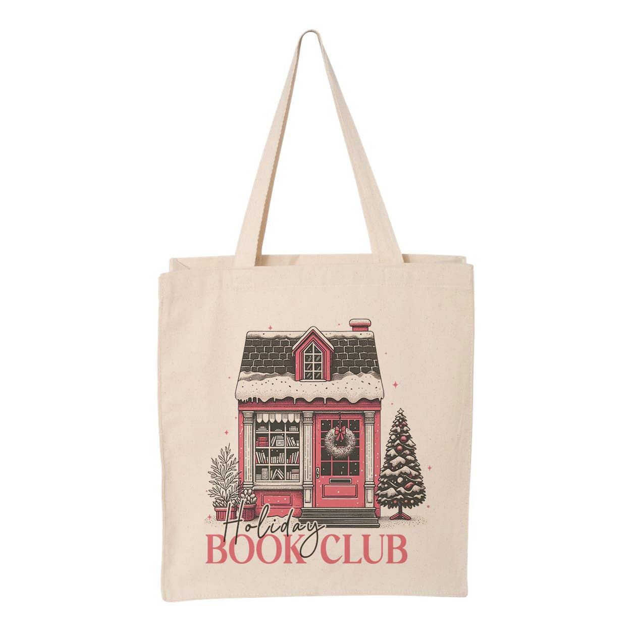 Holiday Book Club Tote Bag: Natural