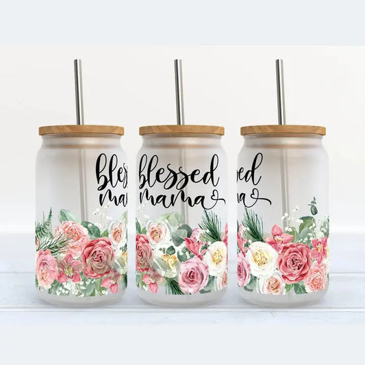 Blessed Mama-Glass Tumbler