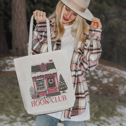 Holiday Book Club Tote Bag: Natural