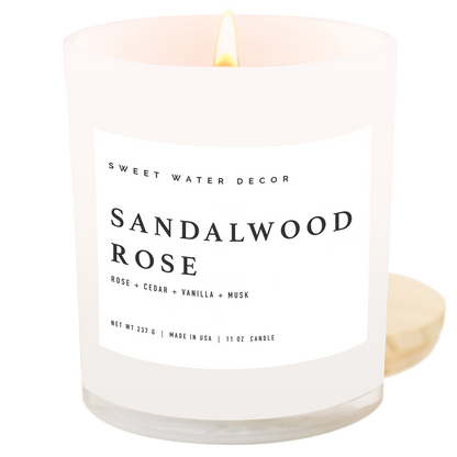 Sandalwood Rose 11 oz Soy Candle - Home Decor & Gifts