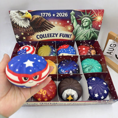 America 250 USA 250 Squishy Dumpling Fidget Toy box-12unit: Random pattern-May differ from the combination shown in the image.