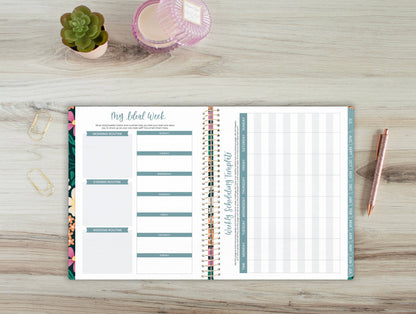 2026-27 Soft Cover Academic Planner, 8.5x11 Size: Blue & White Floral